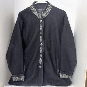 Icelandic Design Wool Blend long Knit Cardigan Sweater Women’s S-M Nordic black